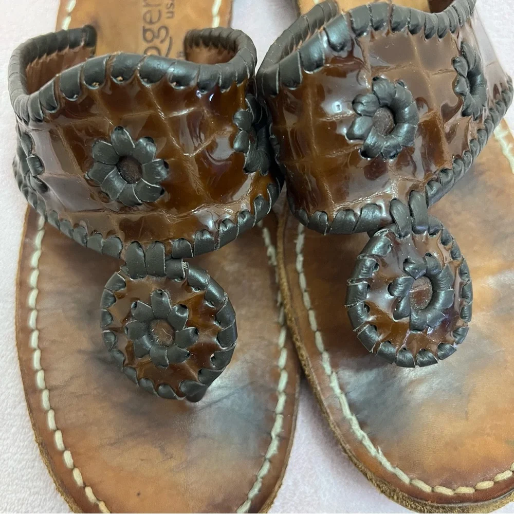 Jack Rodgers Brown Leather Sandals Size 8